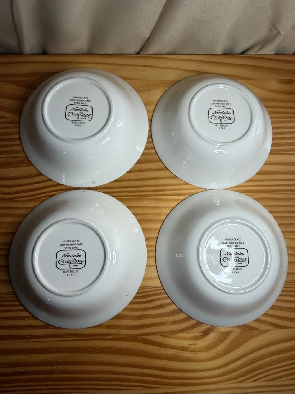 Noritake Craftone Buttercup 8769 Soup Cereal Bowls Set of 4 Yellow Poppy
